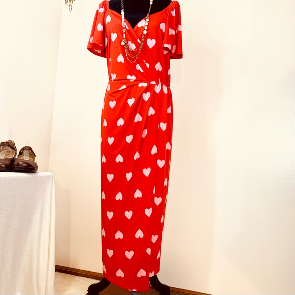 Sexy Love Hearts Mock Wrap XL Dress